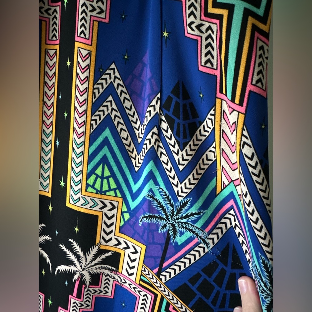 Mara Hoffman Geometric Palm Tree Maxi in Navy - Picture 2 of 5